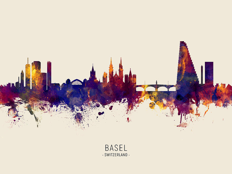 Basel Switzerland Skyline #30 Digital Art by Michael Tompsett