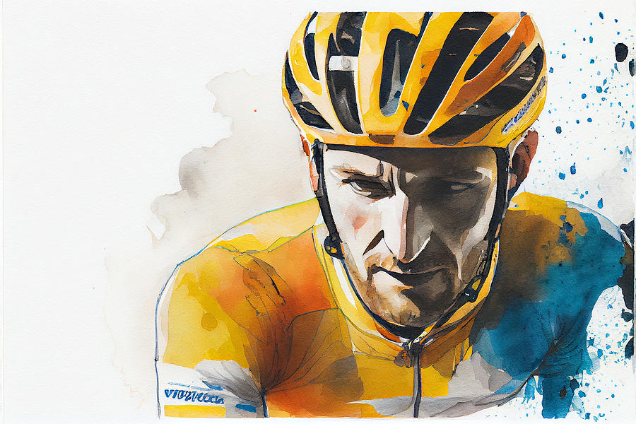 Bradley Wiggins Watercolour Mixed Media by Stephen Smith Galleries - Pixels