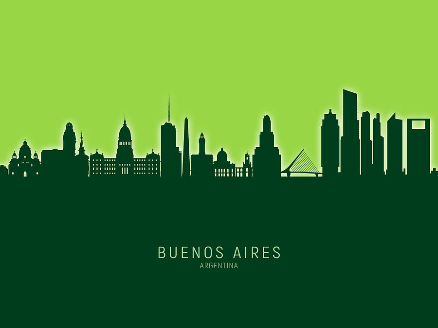 Skyline Digital Art - Buenos Aires Argentina Skyline #30 by Michael Tompsett