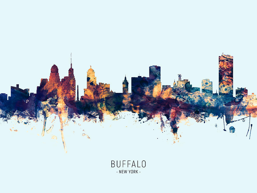 Buffalo Digital Art - Buffalo New York Skyline #30 by Michael Tompsett