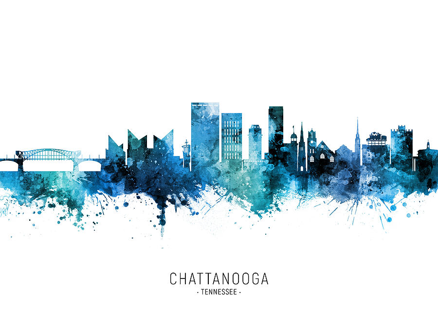 Skyline Digital Art - Chattanooga Tennessee Skyline #30 by Michael Tompsett