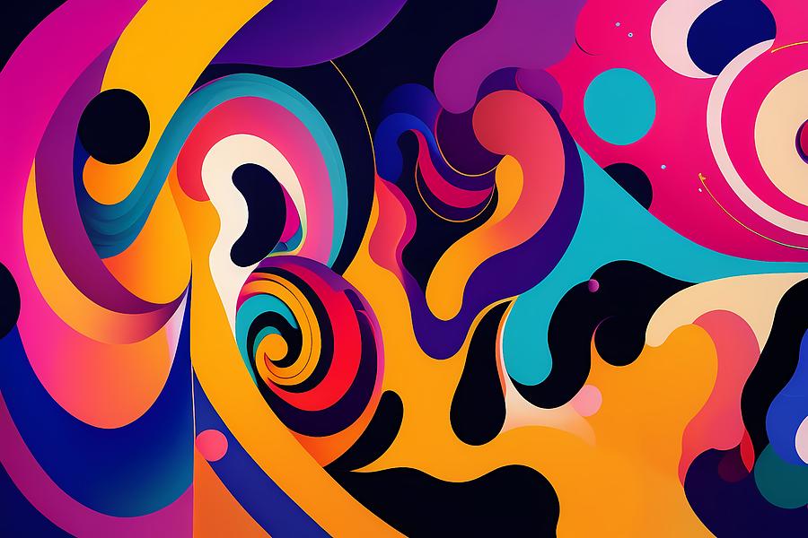 Colorful Trippy Psychedelic Retro Abstract Art Digital Art by Abstract ...