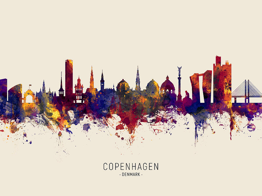 Copenhagen Denmark Skyline #30 Digital Art by Michael Tompsett