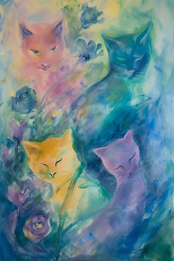 Cute Cat 30 Digital Art By Sampadart Gallery Fine Art America 7215