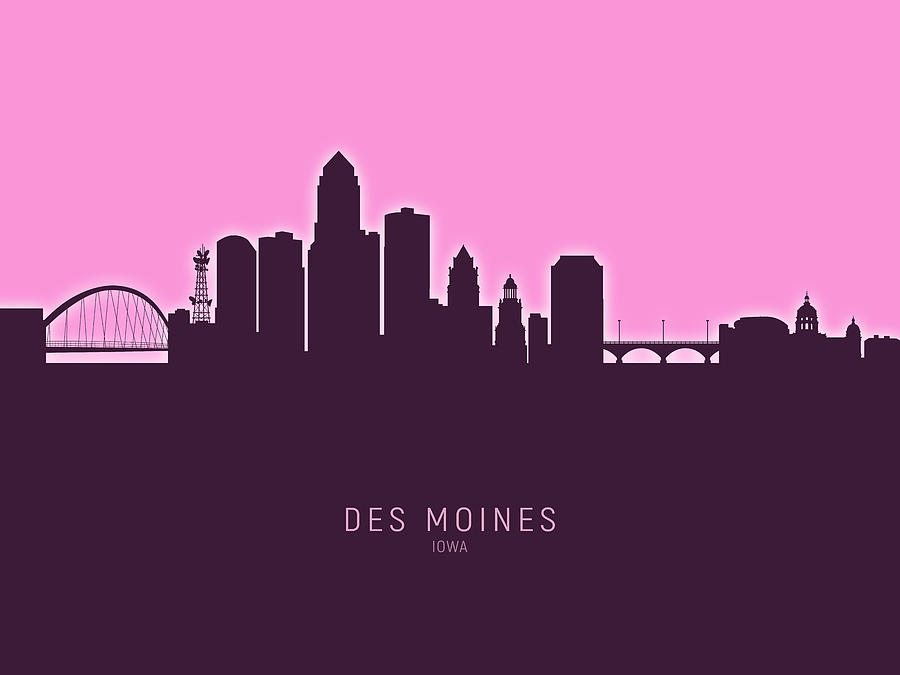 Des Moines Iowa Skyline #30 Digital Art by Michael Tompsett