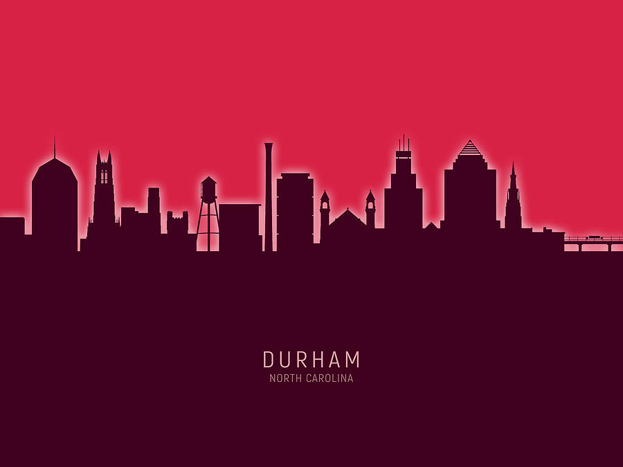 Durham North Carolina Skyline #30 Digital Art by Michael Tompsett
