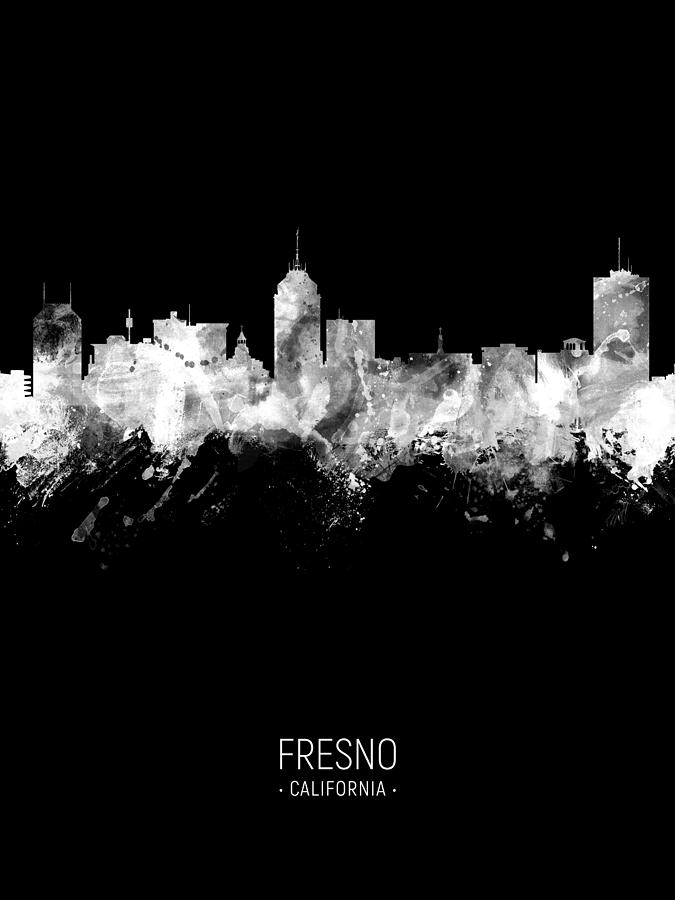Fresno Digital Art - Fresno California Skyline #30 by Michael Tompsett