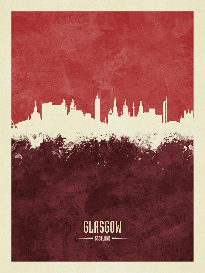 Skyline Digital Art - Glasgow Scotland Skyline #30 by Michael Tompsett