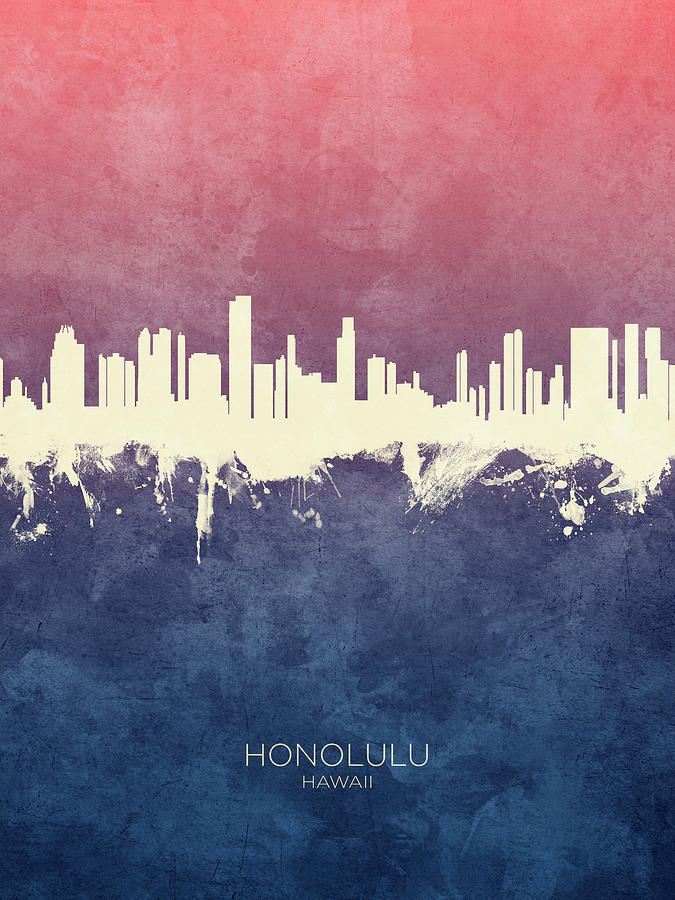 Honolulu Digital Art - Honolulu Hawaii Skyline #30 by Michael Tompsett