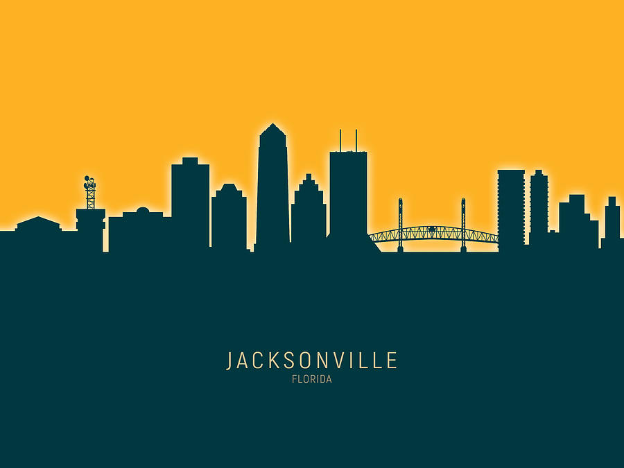 Jacksonville Digital Art - Jacksonville Florida Skyline #30 by Michael Tompsett