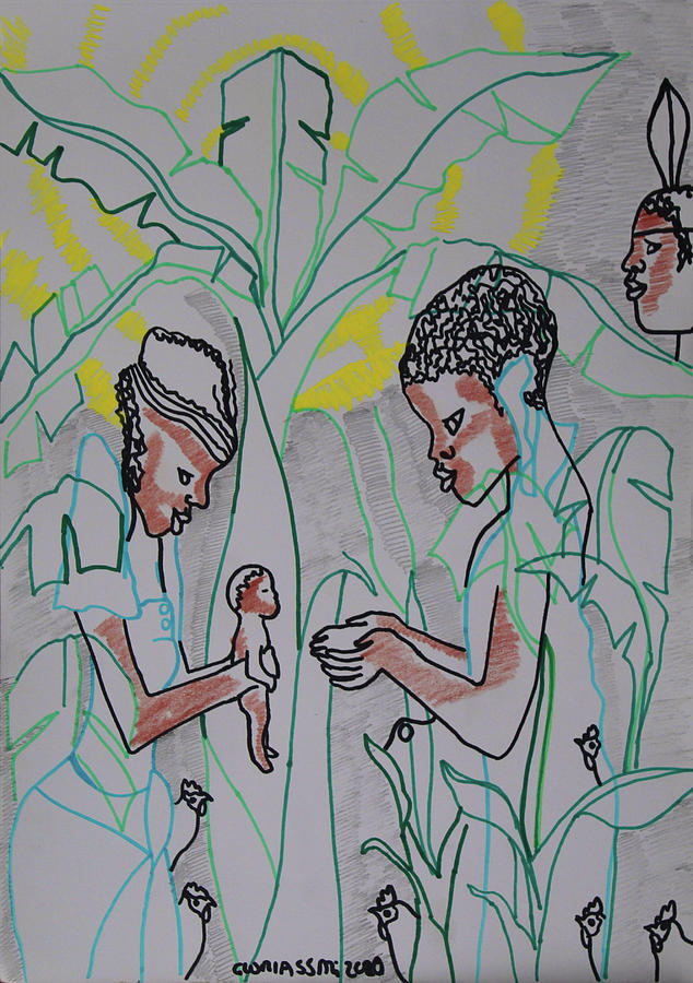 Kintu and Nambi New Beginnings #30 Painting by Gloria Ssali