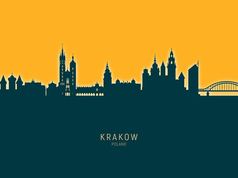 Krakow Poland Skyline #30 Digital Art by Michael Tompsett