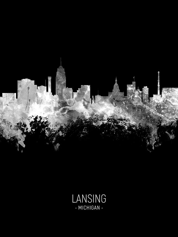 Skyline Digital Art - Lansing Michigan Skyline #30 by Michael Tompsett
