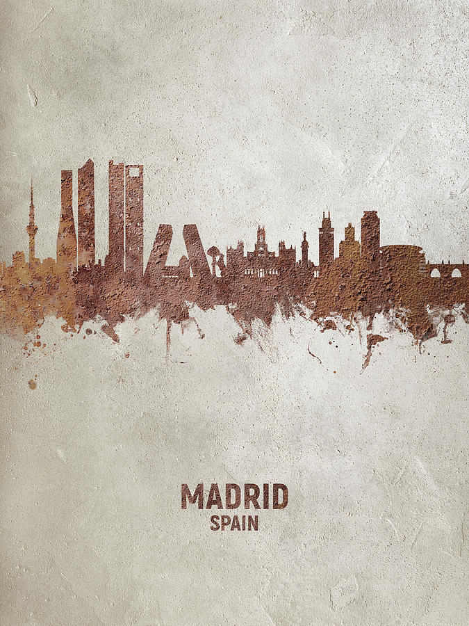 Skyline Digital Art - Madrid Spain Skyline #30 by Michael Tompsett
