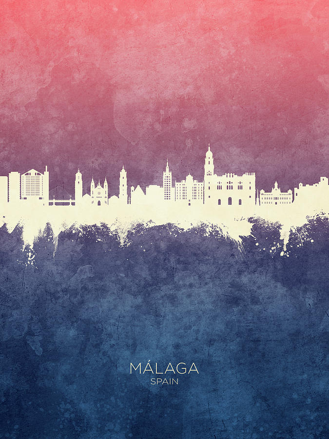 Skyline Digital Art - Malaga Spain Skyline by Michael Tompsett Skyline Digital Art - Malaga Spain Skyline by Michael Tompsett
