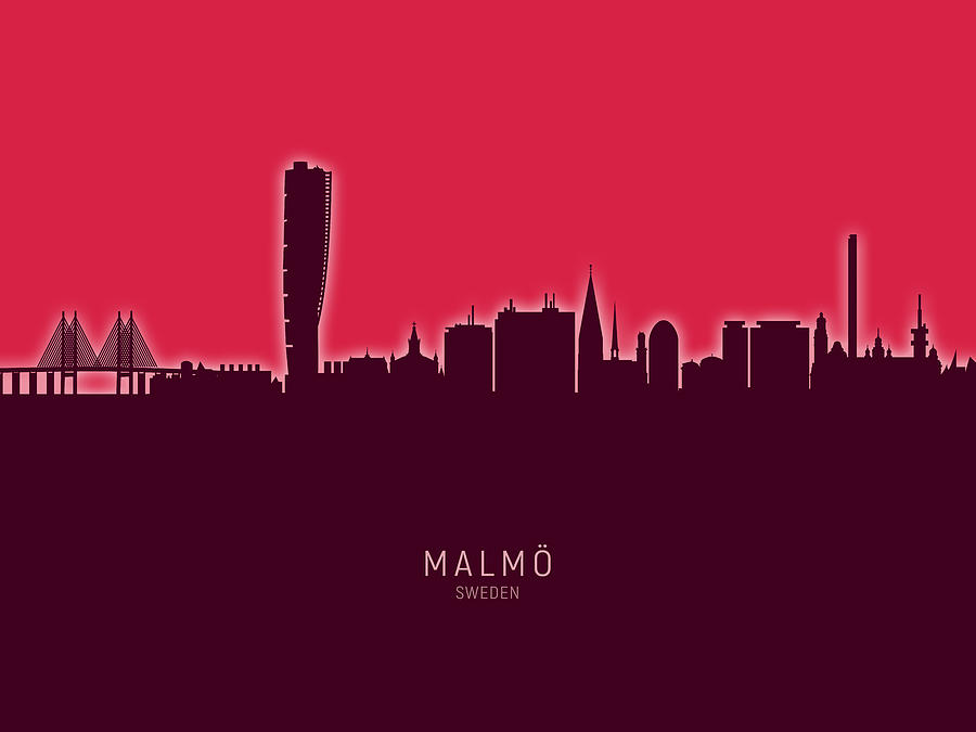 Malmo Sweden Skyline #30 Digital Art by Michael Tompsett