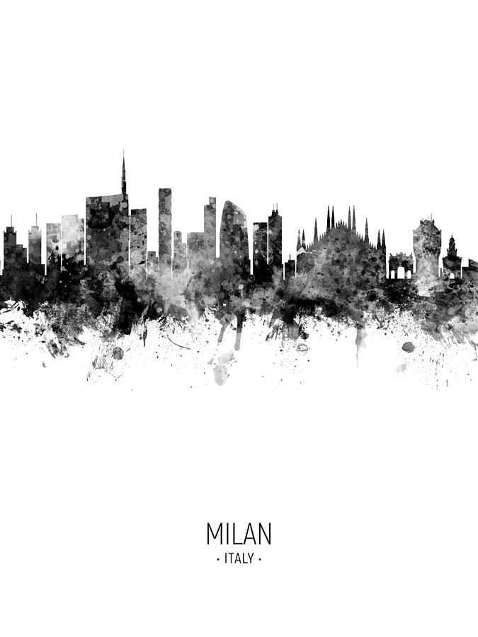 Milan Italy Skyline #30 Digital Art by Michael Tompsett
