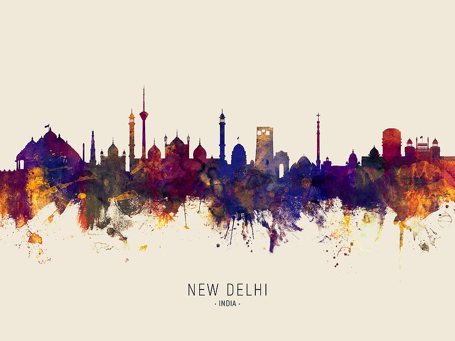 New Delhi India Skyline #30 Digital Art by Michael Tompsett