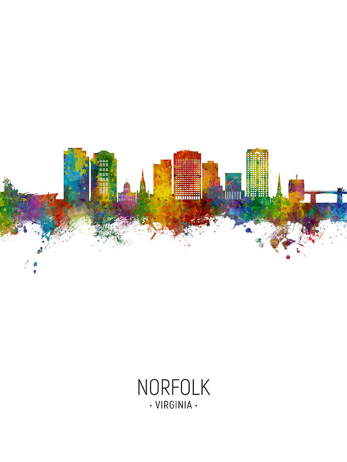Norfolk Virginia Skyline #15 Digital Art by Michael Tompsett