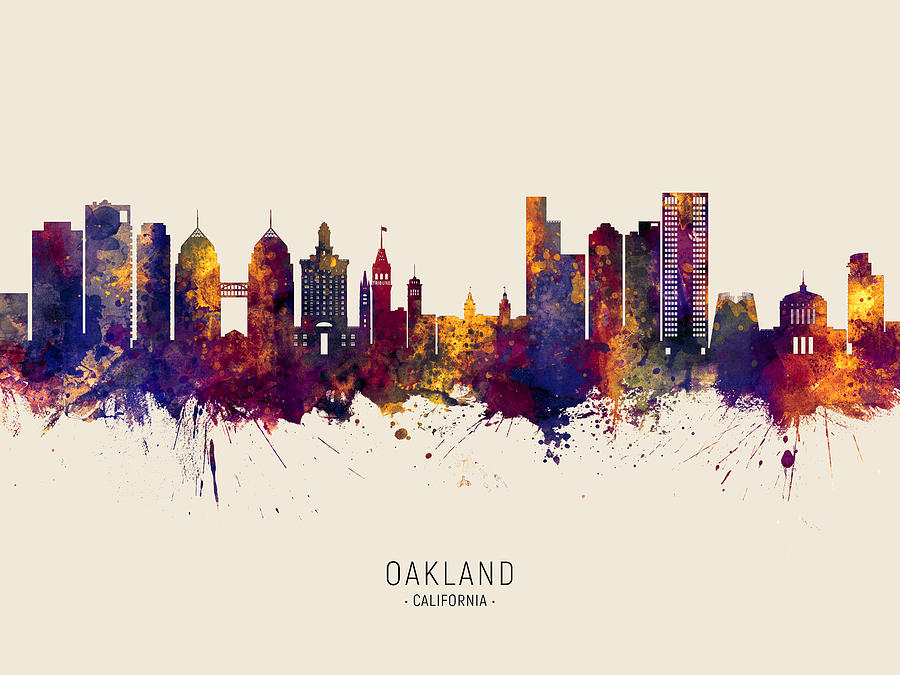 Oakland California Skyline #30 Digital Art by Michael Tompsett