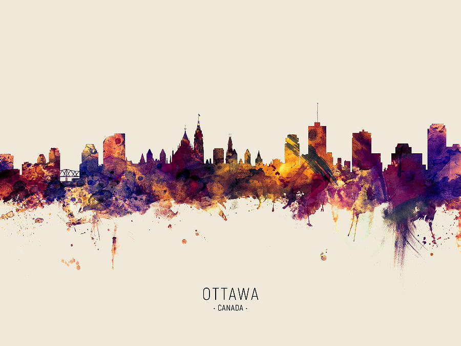Skyline Digital Art - Ottawa Canada Skyline #30 by Michael Tompsett