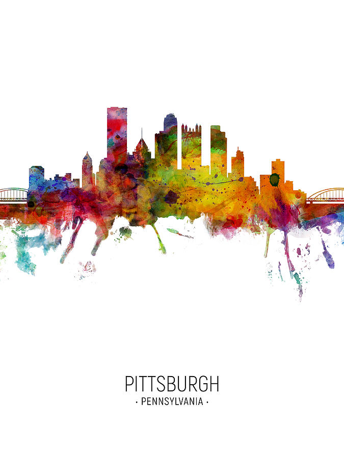 Pittsburgh Digital Art - Pittsburgh Pennsylvania Skyline #30 by Michael Tompsett