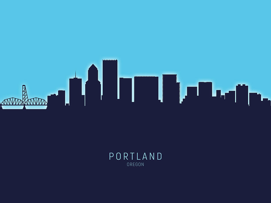 Portland Oregon Skyline #30 Digital Art by Michael Tompsett