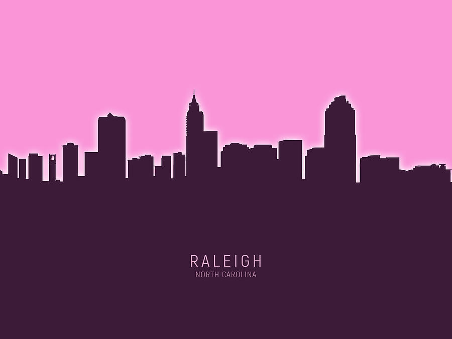 Raleigh Digital Art - Raleigh North Carolina Skyline #30 by Michael Tompsett