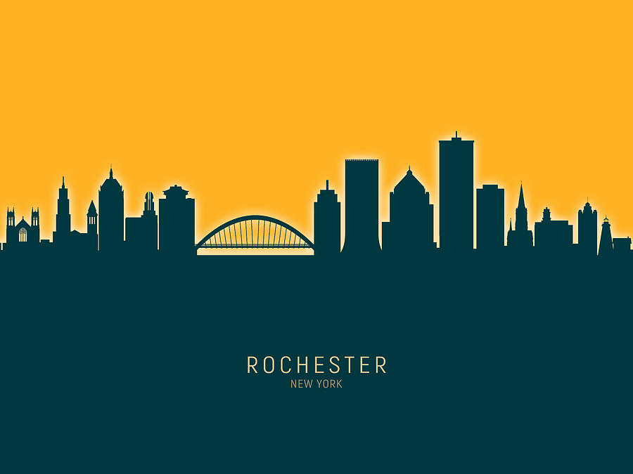 Rochester Skyline Digital Art - Rochester New York Skyline #30 by Michael Tompsett