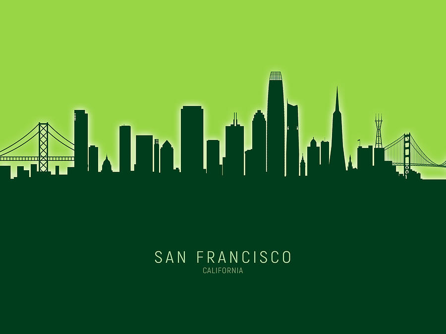 San Francisco Digital Art - San Francisco California Skyline #30 by Michael Tompsett