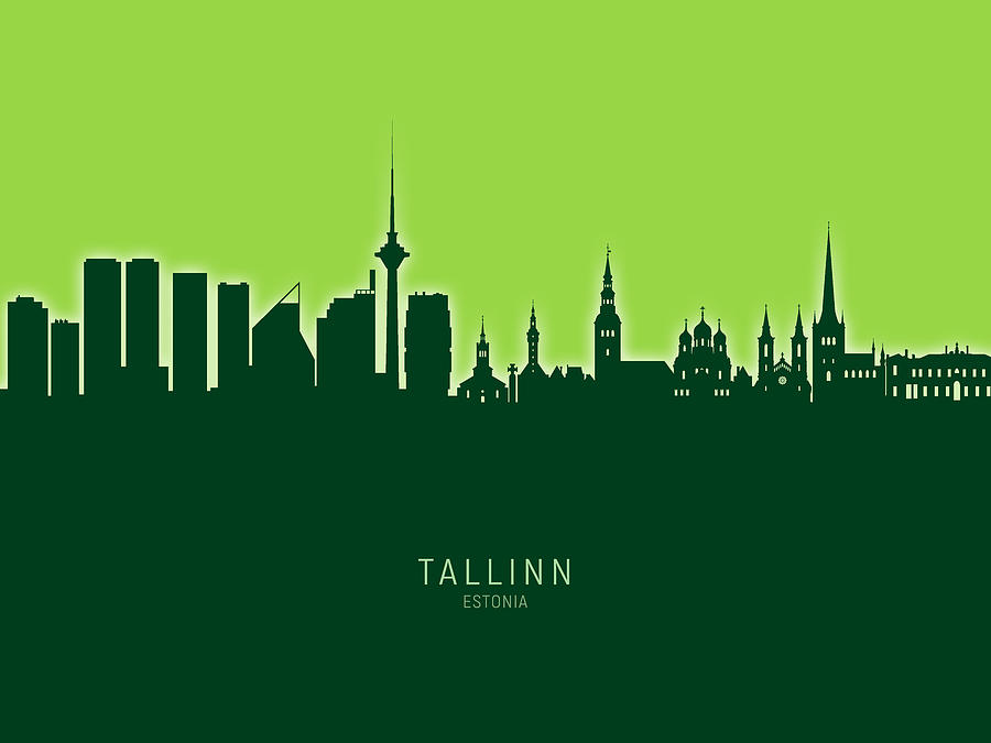 Skyline Digital Art - Tallinn Estonia Skyline #30 by Michael Tompsett