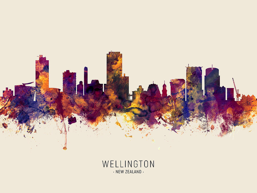 Skyline Digital Art - Wellington New Zealand Skyline #30 by Michael Tompsett