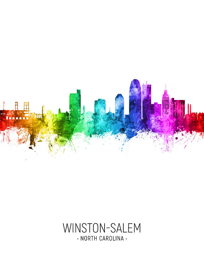 Winston-salem Digital Art - Winston-Salem North Carolina Skyline #30 by Michael Tompsett
