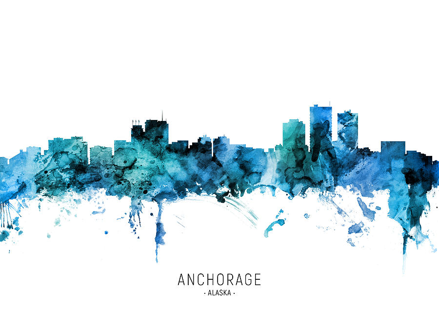 Anchorage Digital Art - Anchorage Alaska Skyline #31 by Michael Tompsett