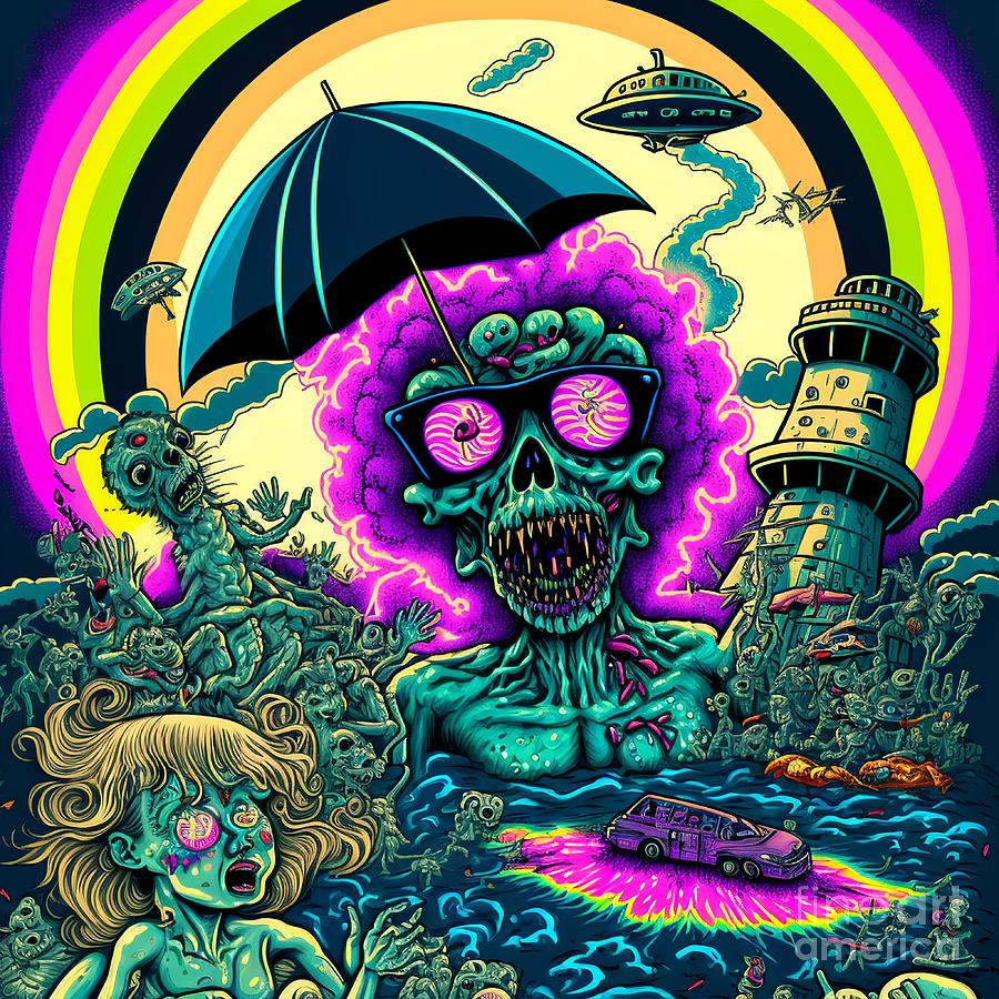 Apocalypse with survivors vacation on a ufo zombie Digital Art by ...