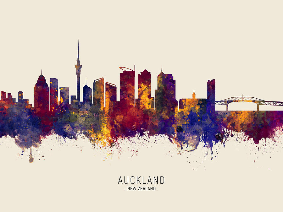 Skyline Digital Art - Auckland New Zealand Skyline #31 by Michael Tompsett