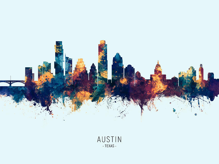 Austin Texas Skyline #31 Digital Art by Michael Tompsett