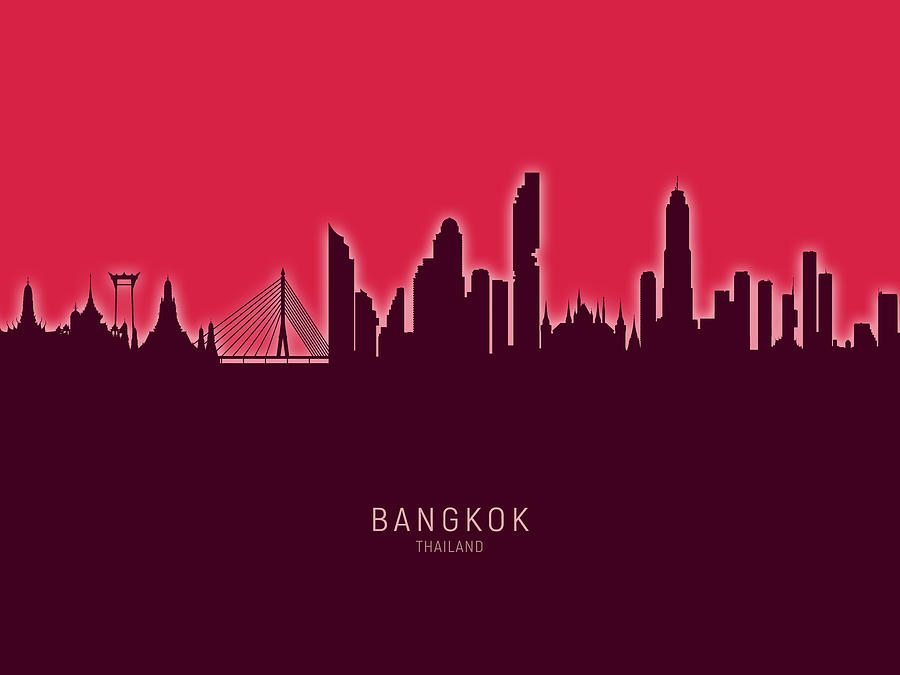Bangkok Thailand Skyline #31 Digital Art by Michael Tompsett