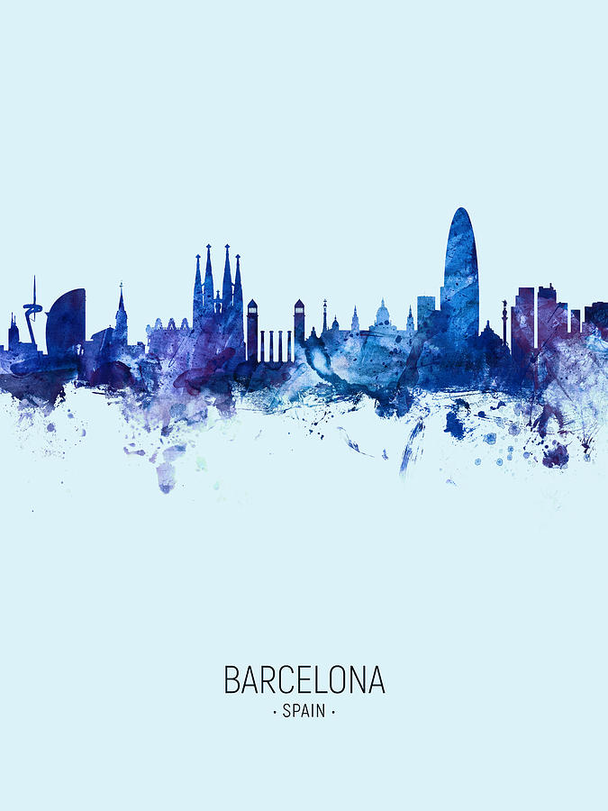 Barcelona Spain Skyline #31 Digital Art by Michael Tompsett