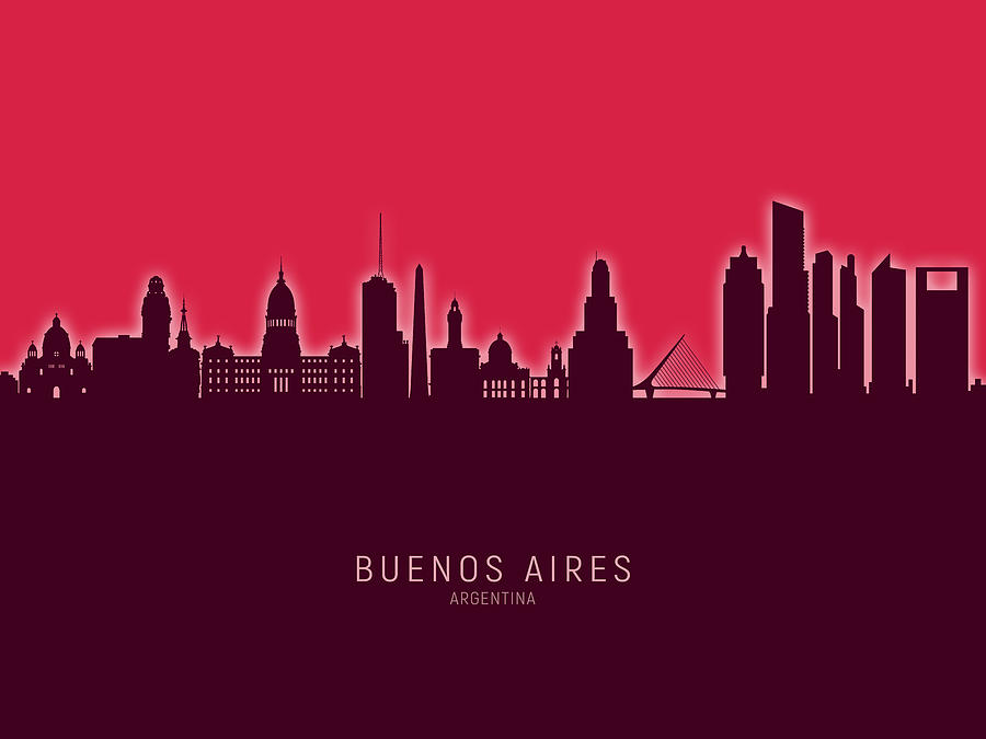 Skyline Digital Art - Buenos Aires Argentina Skyline #31 by Michael Tompsett