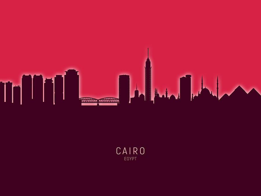 Skyline Digital Art - Cairo Egypt Skyline #31 by Michael Tompsett