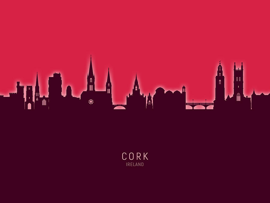 Cork Digital Art - Cork Ireland Skyline #31 by Michael Tompsett