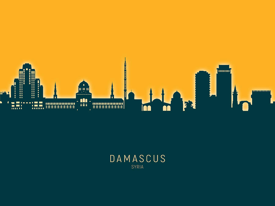 Skyline Digital Art - Damascus Syria Skyline #31 by Michael Tompsett