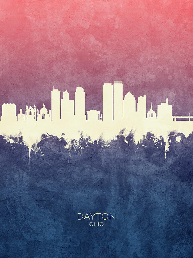 Skyline Digital Art - Dayton Ohio Skyline #31 by Michael Tompsett