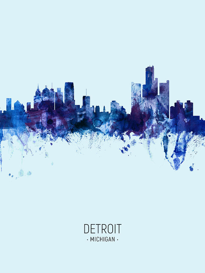 Detroit Michigan Skyline #31 Digital Art by Michael Tompsett