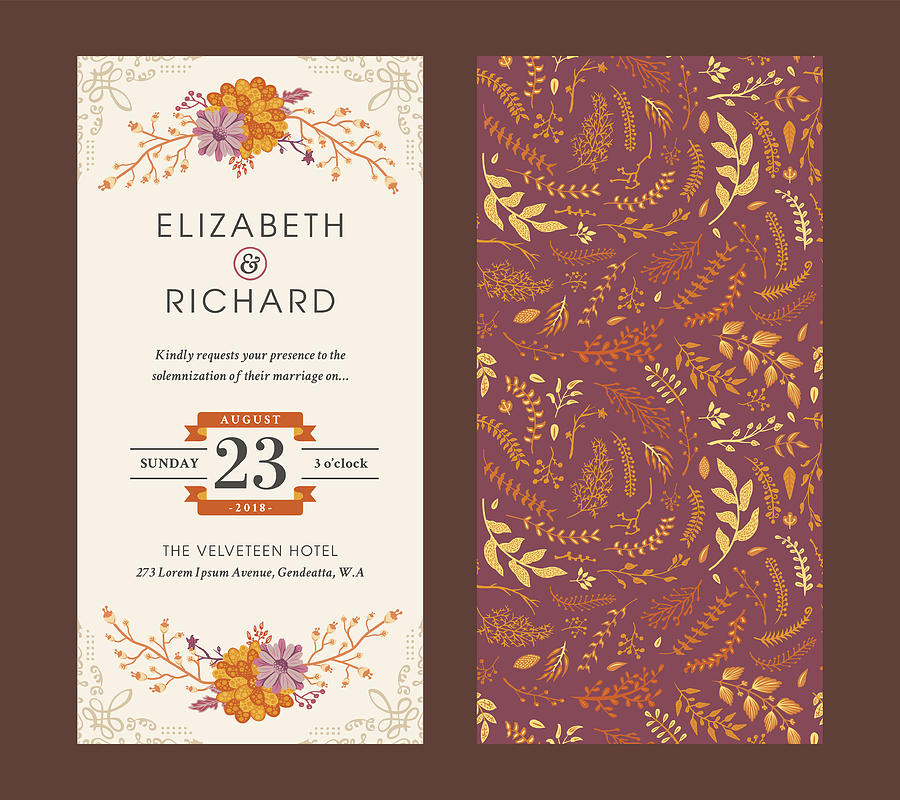 Floral Wedding Invitation Template #31 Drawing by DavidGoh