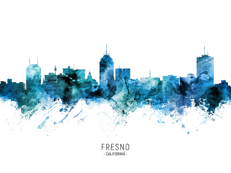Fresno Digital Art - Fresno California Skyline #31 by Michael Tompsett