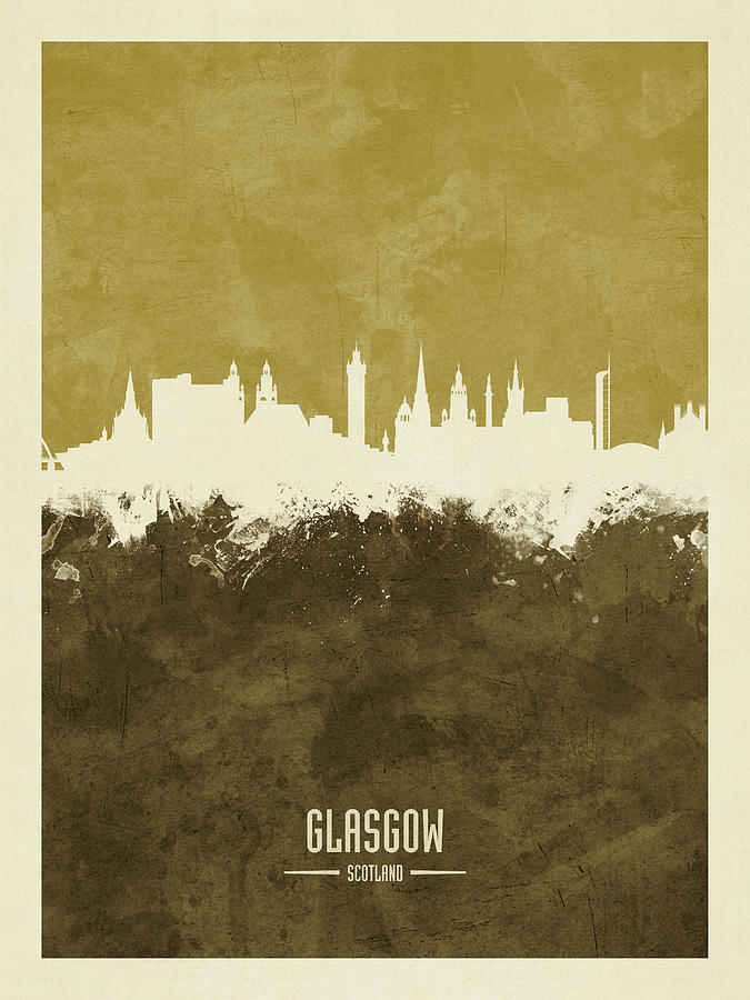 Skyline Digital Art - Glasgow Scotland Skyline #31 by Michael Tompsett