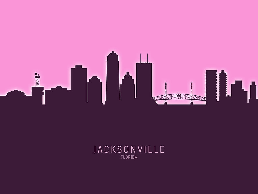 Jacksonville Digital Art - Jacksonville Florida Skyline #31 by Michael Tompsett