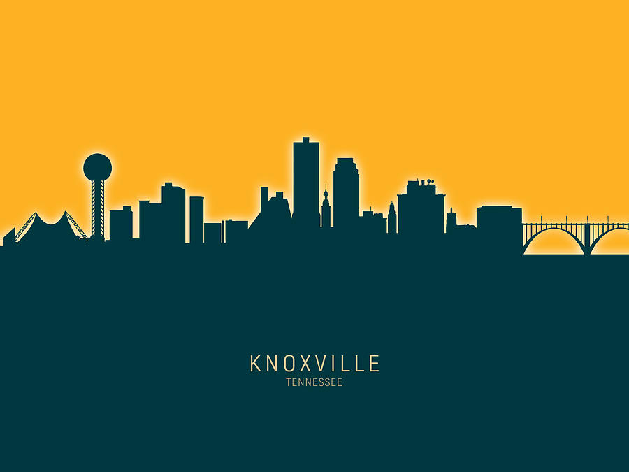 Knoxville Digital Art - Knoxville Tennessee Skyline #31 by Michael Tompsett